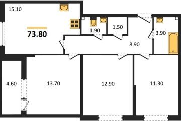 Фото №1: 3-комнатная квартира 73 м², 1/16 эт. - Краснодар, мкр. жилой комплекс Самолёт-6, ул. Ивана Беличенко, 90к3
