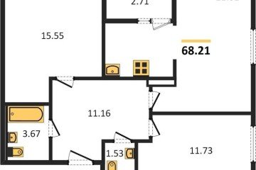 Фото №1: 2-комнатная квартира 68 м², 2/9 эт. - Краснодар, мкр. жилой комплекс Событие,