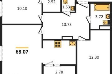 Фото №1: 2-комнатная квартира 68 м², 3/9 эт. - Краснодар, мкр. жилой комплекс Событие,