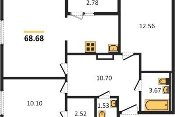 Фото №1: 2-комнатная квартира 68 м², 3/9 эт. - Краснодар, мкр. жилой комплекс Событие,
