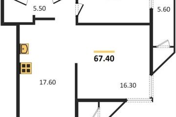 Фото №1: 2-комнатная квартира 67 м², 2/24 эт. - Краснодар, мкр. ЖК Рекорд,
