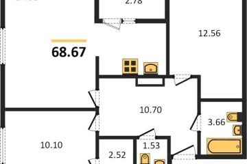 Фото №1: 2-комнатная квартира 68 м², 6/9 эт. - Краснодар, мкр. жилой комплекс Событие,