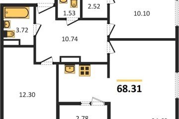 Фото №1: 2-комнатная квартира 68 м², 6/9 эт. - Краснодар, мкр. жилой комплекс Событие,