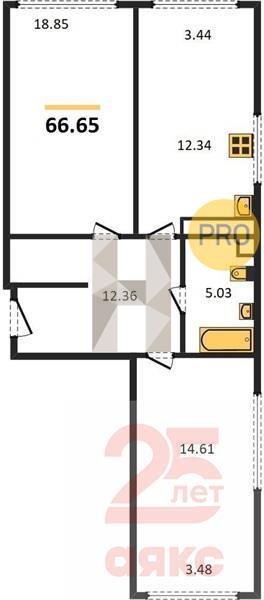 Фото №1: 2-комнатная квартира 66 м² - Краснодар, Черёмушки, 