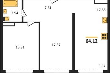 Фото №1: 2-комнатная квартира 64 м², 4/24 эт. - Краснодар, мкр. Черёмушки,