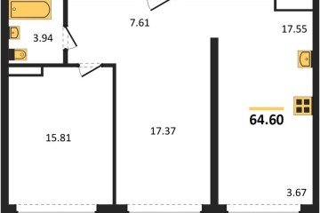 Фото №1: 2-комнатная квартира 64 м², 8/24 эт. - Краснодар, мкр. Черёмушки,