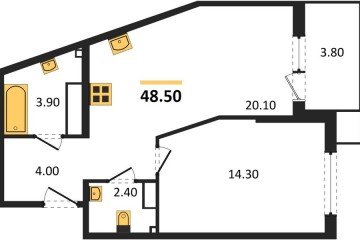Фото №1: 1-комнатная квартира 48 м², 11/18 эт. - Краснодар, мкр. Парк Победы,