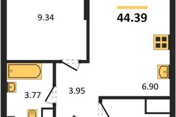 Фото №1: 1-комнатная квартира 44 м², 3/18 эт. - Краснодар, мкр. жилой квартал Патрики,