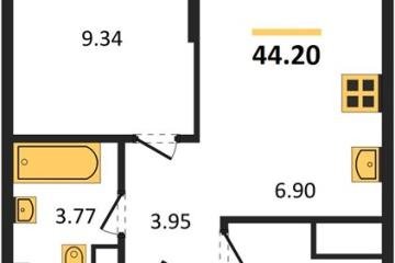 Фото №1: 1-комнатная квартира 44 м², 15/18 эт. - Краснодар, мкр. жилой квартал Патрики,