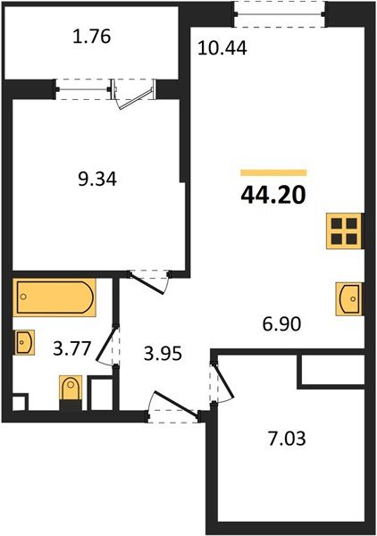 Фото №1: 1-комнатная квартира 44&nbsp;м², 15/18&nbsp;эт. - Краснодар, Карасунский внутригородской округ, Хлопчато-бумажный Комбинат, мкр. жилой квартал Патрики