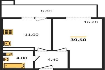 Фото №1: 1-комнатная квартира 39 м², 20/23 эт. - Краснодар, мкр. жилой комплекс Отражение,
