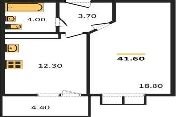 Фото №1: 1-комнатная квартира 41 м², 13/23 эт. - Краснодар, мкр. жилой комплекс Отражение,