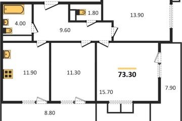 Фото №1: 3-комнатная квартира 75 м², 12/23 эт. - Краснодар, мкр. жилой комплекс Отражение,