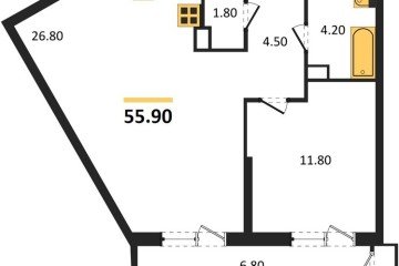 Фото №1: 1-комнатная квартира 55 м², 10/24 эт. - Краснодар, мкр. Черёмушки, ул. Новороссийская, 96