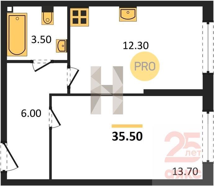 Фото №1: 1-комнатная квартира 35 м² - Краснодар, жилой комплекс Самолёт-6, 