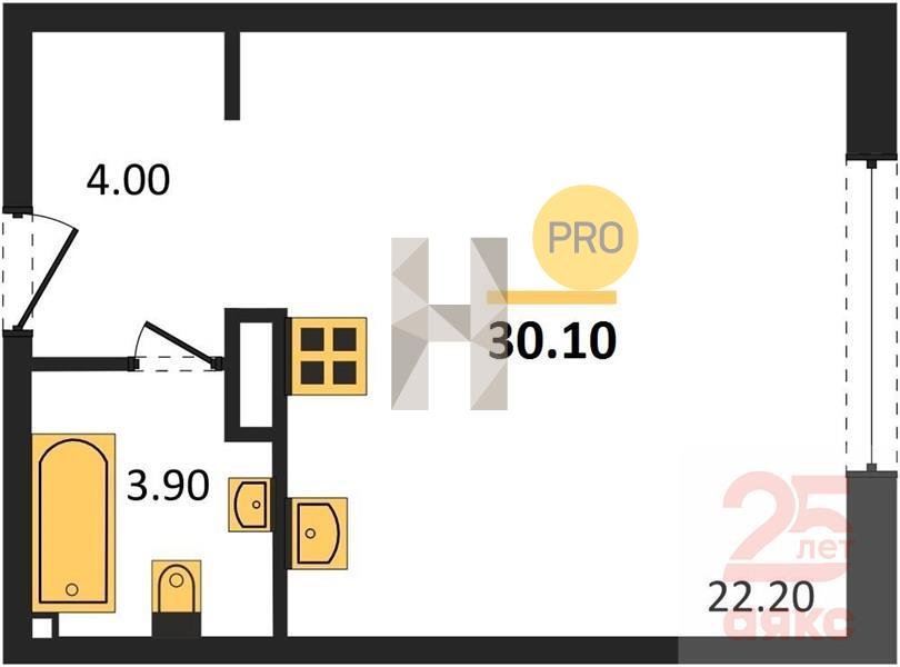 Фото №1: Студия 30 м² - Краснодар, жилой комплекс Самолёт-6, 