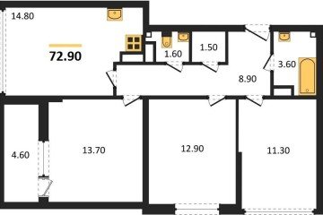 Фото №1: 3-комнатная квартира 72 м², 15/16 эт. - Краснодар, мкр. жилой комплекс Самолёт-6,