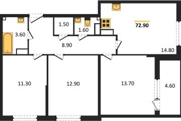 Фото №1: 3-комнатная квартира 72 м², 11/16 эт. - Краснодар, мкр. жилой комплекс Самолёт-6,