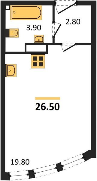 Фото №1: Студия 26&nbsp;м², 6/16&nbsp;эт. - Краснодар, Прикубанский внутригородской округ, мкр. жилой комплекс Самолёт-6