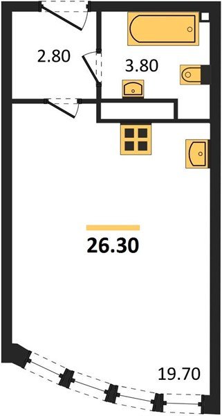 Фото №1: Студия 26&nbsp;м², 13/16&nbsp;эт. - Краснодар, Прикубанский внутригородской округ, мкр. жилой комплекс Самолёт-6