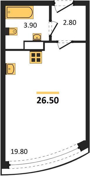 Фото №1: Студия 26&nbsp;м², 6/16&nbsp;эт. - Краснодар, Прикубанский внутригородской округ, мкр. жилой комплекс Самолёт-6
