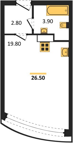 Фото №1: Студия 26&nbsp;м², 3/16&nbsp;эт. - Краснодар, Прикубанский внутригородской округ, мкр. жилой комплекс Самолёт-6