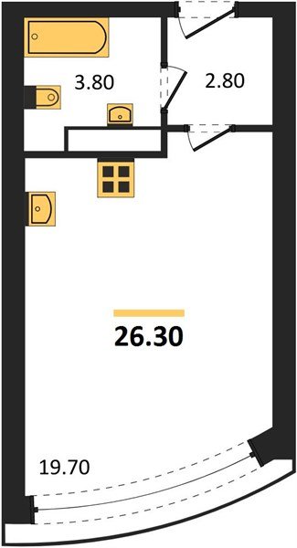Фото №1: Студия 26&nbsp;м², 12/16&nbsp;эт. - Краснодар, Прикубанский внутригородской округ, мкр. жилой комплекс Самолёт-6
