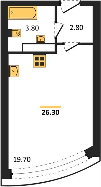 Фото №1: Студия 26&nbsp;м², 14/16&nbsp;эт. - Краснодар, Прикубанский внутригородской округ, мкр. жилой комплекс Самолёт-6