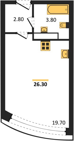 Фото №1: Студия 26&nbsp;м², 13/16&nbsp;эт. - Краснодар, Прикубанский внутригородской округ, мкр. жилой комплекс Самолёт-6