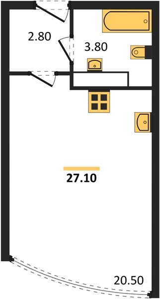Фото №1: Студия 27&nbsp;м², 16/16&nbsp;эт. - Краснодар, Прикубанский внутригородской округ, мкр. жилой комплекс Самолёт-6