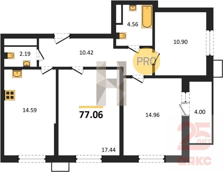 Фото №1: 3-комнатная квартира 77 м² - Армавир, жилой комплекс Римские Каникулы, 