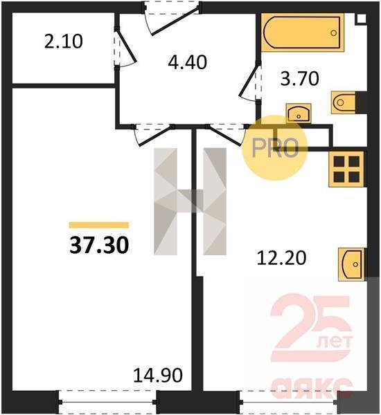 Фото №1: 1-комнатная квартира 37 м² - Краснодар, жилой комплекс Самолёт-6, 