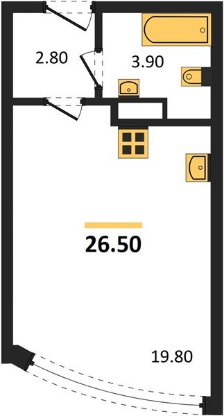 Фото №1: Студия 26&nbsp;м², 4/16&nbsp;эт. - Краснодар, Прикубанский внутригородской округ, мкр. жилой комплекс Самолёт-6