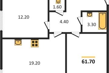 Фото №1: 2-комнатная квартира 61 м², 1/16 эт. - Краснодар, мкр. жилой комплекс Самолёт-6,