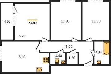 Фото №1: 3-комнатная квартира 73 м², 1/16 эт. - Краснодар, мкр. жилой комплекс Самолёт-6,