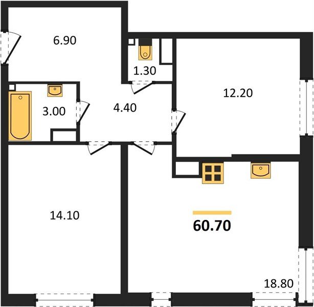 Фото №1: 2-комнатная квартира 60&nbsp;м², 15/16&nbsp;эт. - Краснодар, Прикубанский внутригородской округ, мкр. жилой комплекс Самолёт-6