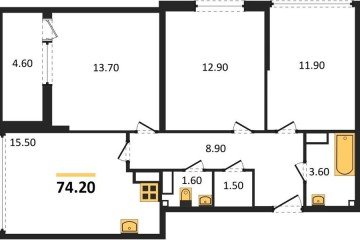 Фото №1: 3-комнатная квартира 74 м², 16/16 эт. - Краснодар, мкр. жилой комплекс Самолёт-6,