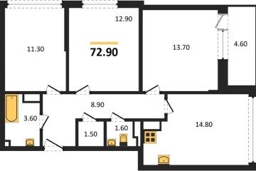 Фото №1: 3-комнатная квартира 72 м², 15/16 эт. - Краснодар, мкр. жилой комплекс Самолёт-6,