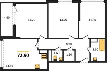 Фото №1: 3-комнатная квартира 72 м², 15/16 эт. - Краснодар, мкр. жилой комплекс Самолёт-6,