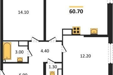 Фото №1: 2-комнатная квартира 60 м², 11/16 эт. - Краснодар, мкр. жилой комплекс Самолёт-6,