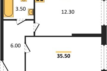 Фото №1: 1-комнатная квартира 35 м², 1/16 эт. - Краснодар, мкр. жилой комплекс Самолёт-6,