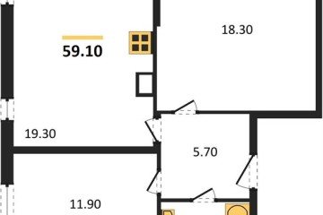 Фото №1: 2-комнатная квартира 59 м², 9/16 эт. - Краснодар, мкр. жилой комплекс Самолёт-6,