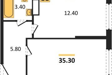 Фото №1: 1-комнатная квартира 35 м², 7/16 эт. - Краснодар, мкр. жилой комплекс Самолёт-6,