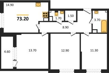 Фото №1: 3-комнатная квартира 73 м², 3/16 эт. - Краснодар, мкр. жилой комплекс Самолёт-6,