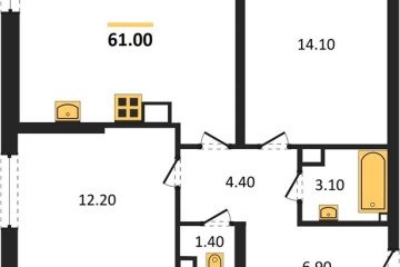 Фото №1: 2-комнатная квартира 61 м², 9/16 эт. - Краснодар, мкр. жилой комплекс Самолёт-6,