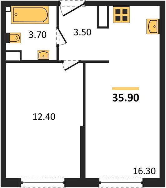 Фото №1: 1-комнатная квартира 35&nbsp;м², 9/16&nbsp;эт. - Краснодар, Прикубанский внутригородской округ, мкр. жилой комплекс Самолёт-6