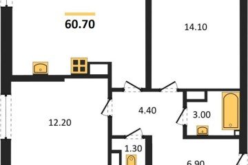 Фото №1: 2-комнатная квартира 60 м², 13/16 эт. - Краснодар, мкр. жилой комплекс Самолёт-6,