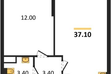 Фото №1: 1-комнатная квартира 37 м², 12/16 эт. - Краснодар, мкр. жилой комплекс Самолёт-6,