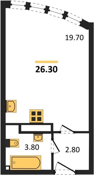Фото №1: Студия 26&nbsp;м², 12/16&nbsp;эт. - Краснодар, Прикубанский внутригородской округ, мкр. жилой комплекс Самолёт-6