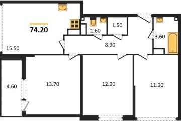 Фото №1: 3-комнатная квартира 74 м², 16/16 эт. - Краснодар, мкр. жилой комплекс Самолёт-6,